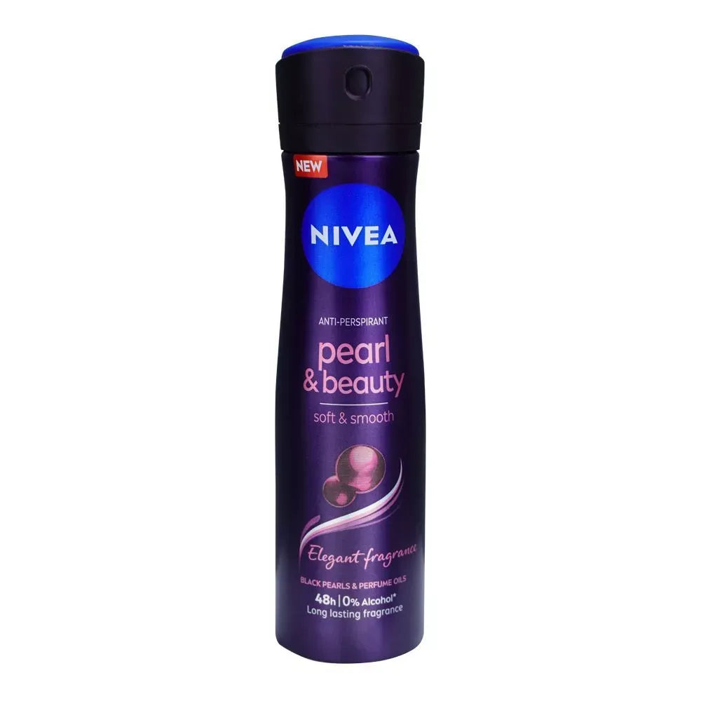 nivea 48h pearl & beauty soft & smooth anti perspirant body spray, for men, 150ml main image