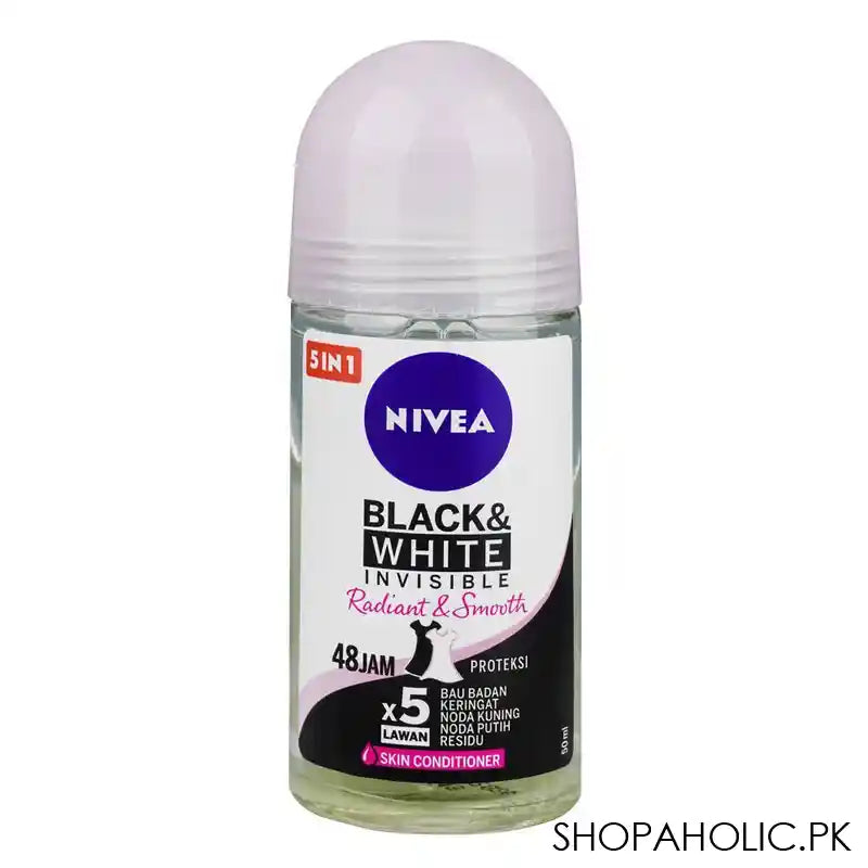 Nivea 5-in-1 Black & White Invisible Radiant and Smooth Roll-On, 50ml - Main Image