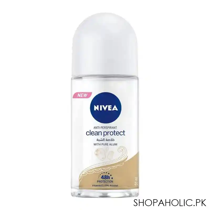 nivea clean protect anti perspirant roll on, for women, 50ml main image