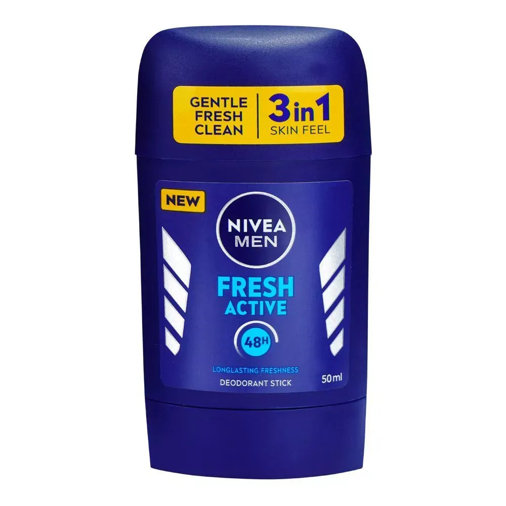 nivea men 48 hour fresh active long lasting freshness deodorant stick, for men, 50ml main image