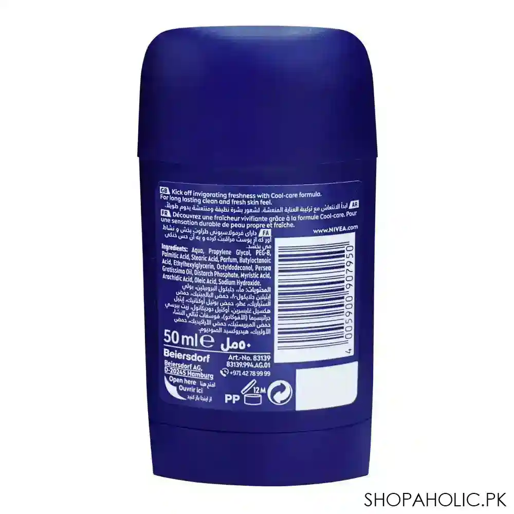 nivea men 48 hour kick of freshness cool kick deodorant stick, for men, 50ml image2