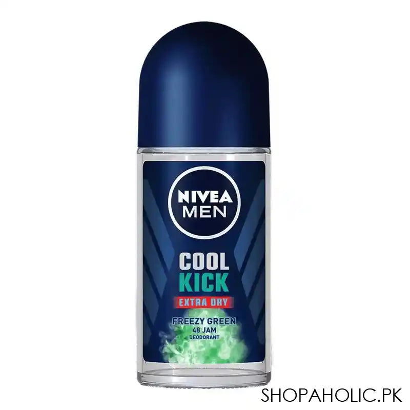 Nivea Men 48 Hours Cool Kick Extra Dry Freezy Green Anti-Perspirant Roll On, 50ml - Main Image