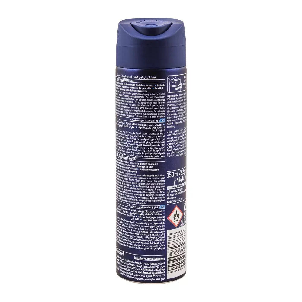 nivea men 48h cool kick quick dry deodorant spray, 150ml image2