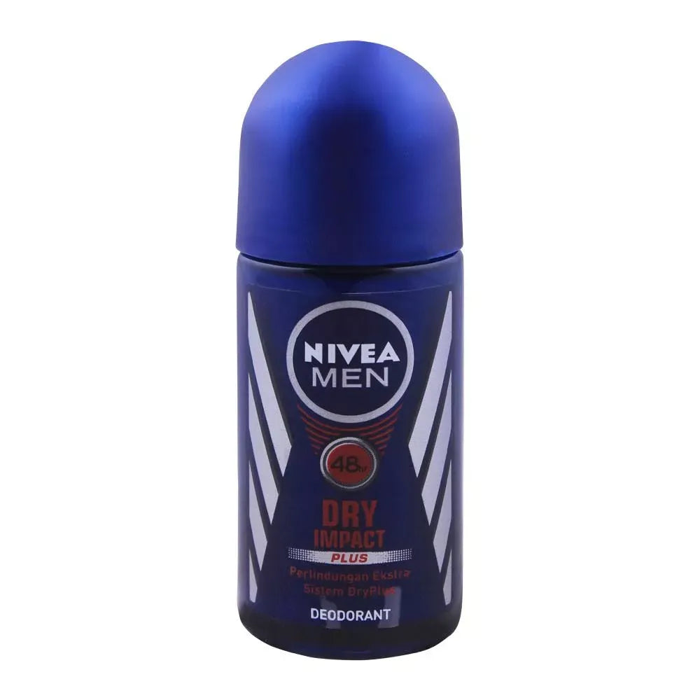 nivea men 48h dry impact plus roll on deodorant, 50ml main image