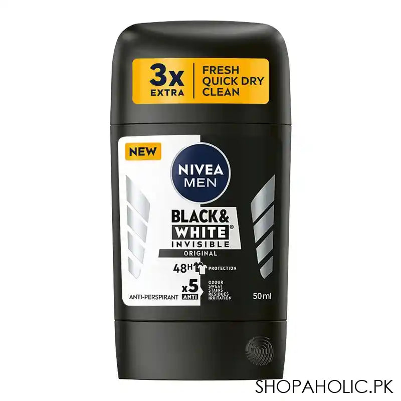 Nivea Men Black & White Invisible Original, 48H Deodorant Stick, 50ml - Main Image