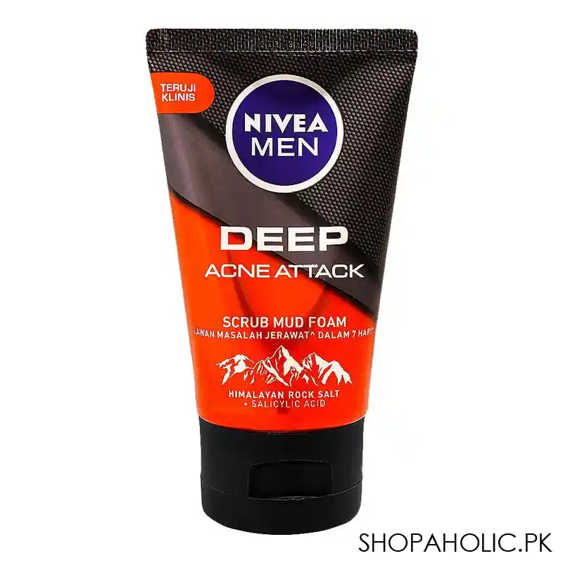 Nivea Men Deep Acne Attack Scrub Mud Foam, 100ml - Main Image