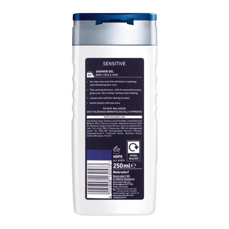 nivea men sensitive shower gel, 250ml image2