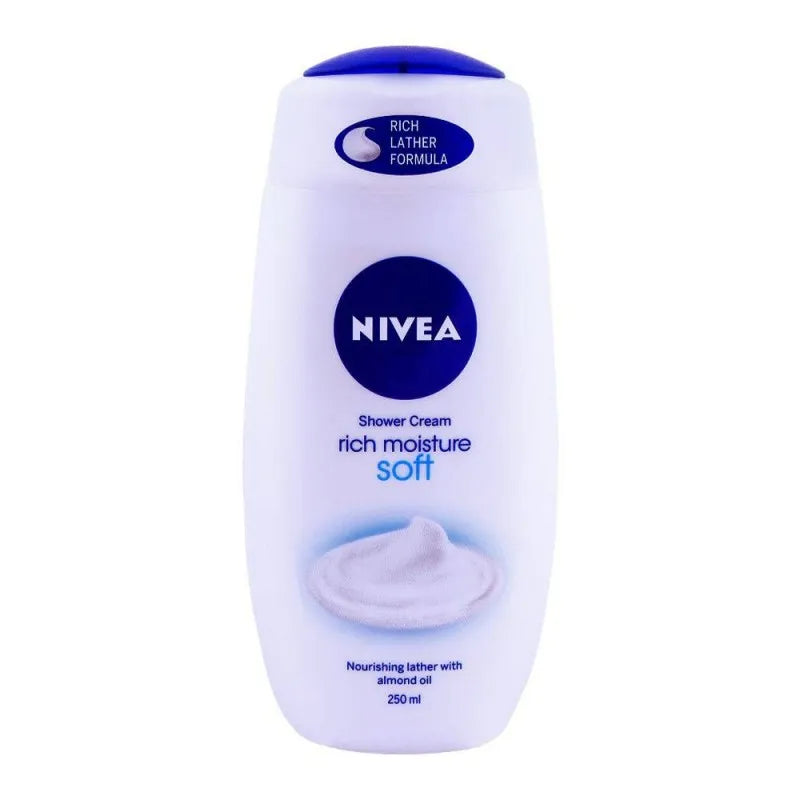 nivea rich moisture soft shower cream, almond oil, 250ml main image