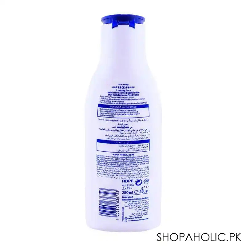 Nivea Sensual Musk Body Lotion, Normal To Dry Skin, 250ml - Image 2