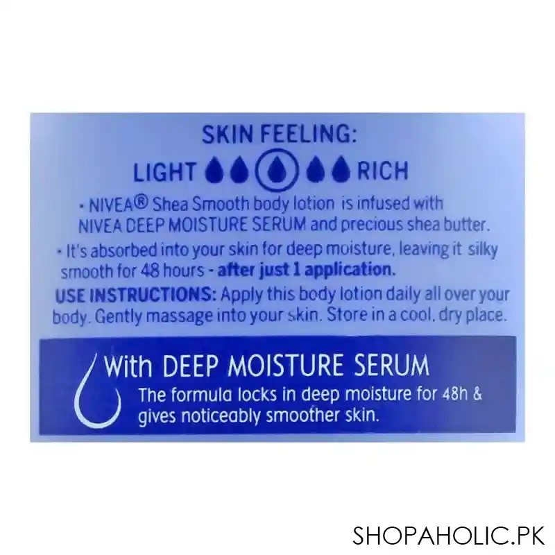 nivea shea smooth dry skin body lotion, with deep moisture serum, 400ml image4