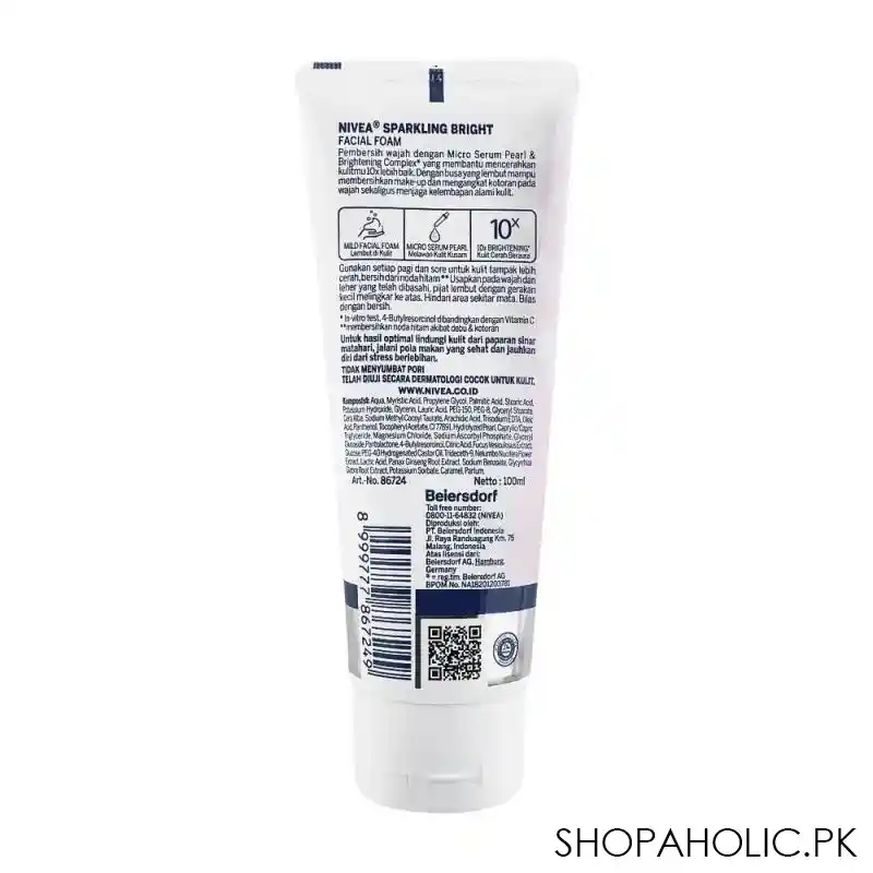 nivea sparkling white whitening facial foam 100ml image2