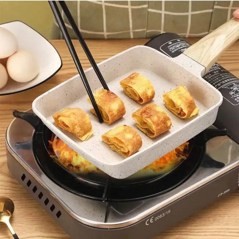 non stick wooden handle square ceramic frying pan main image