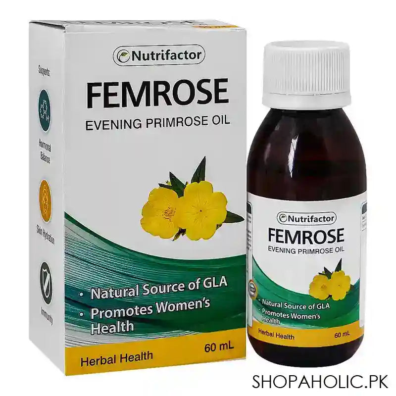 Nutrifactor Femrose Evening Primrose Oil, Promotes Women's Health, 60ml - Main Image