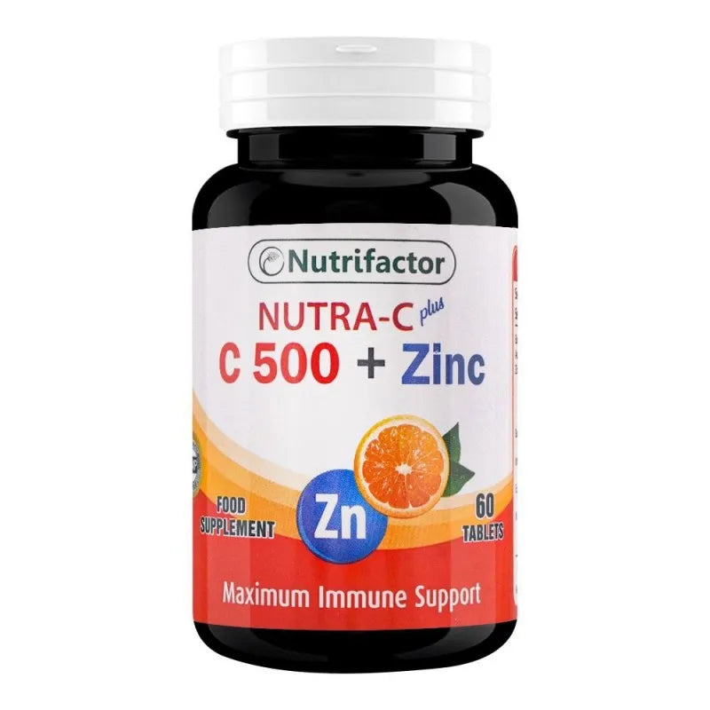 nutrifactor nutra c plus c500 + zinc food supplement, 60 tablets main image