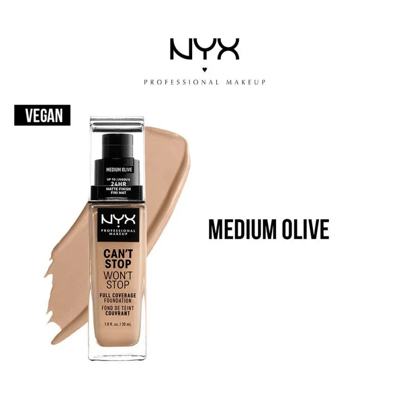 nyx can't stop won't stop 24hr full coverage foundation, medium olive main image