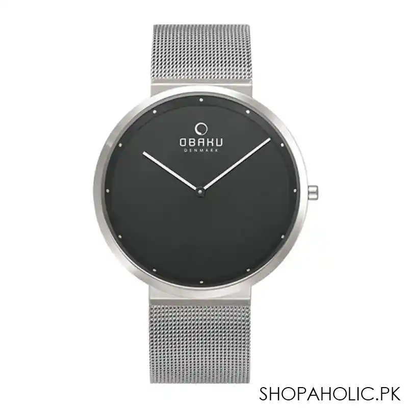 obaku men's silver round dial with bracelet analog watch, v230gxcbmc main image