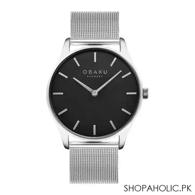 obaku men's tang onyx black dial with stainless steel bracelet analog watch, v260gxcbmc main image