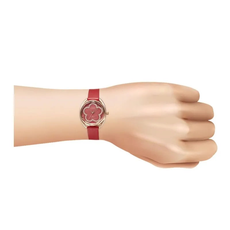 obaku women's designed oval dial with red strap analog watch, s734lxvrvr image2