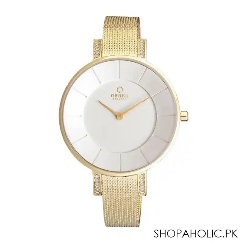 obaku women's designed round dial with white background & bracelet analog watch, v158legimg main image