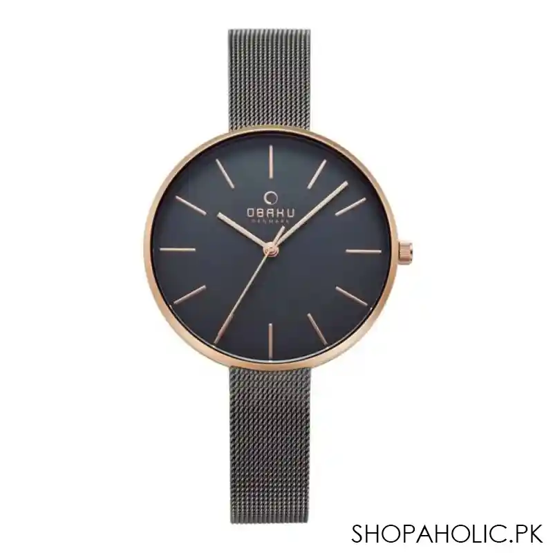 obaku women's grey round dial with bracelet analog watch, v211lxvjmj main image