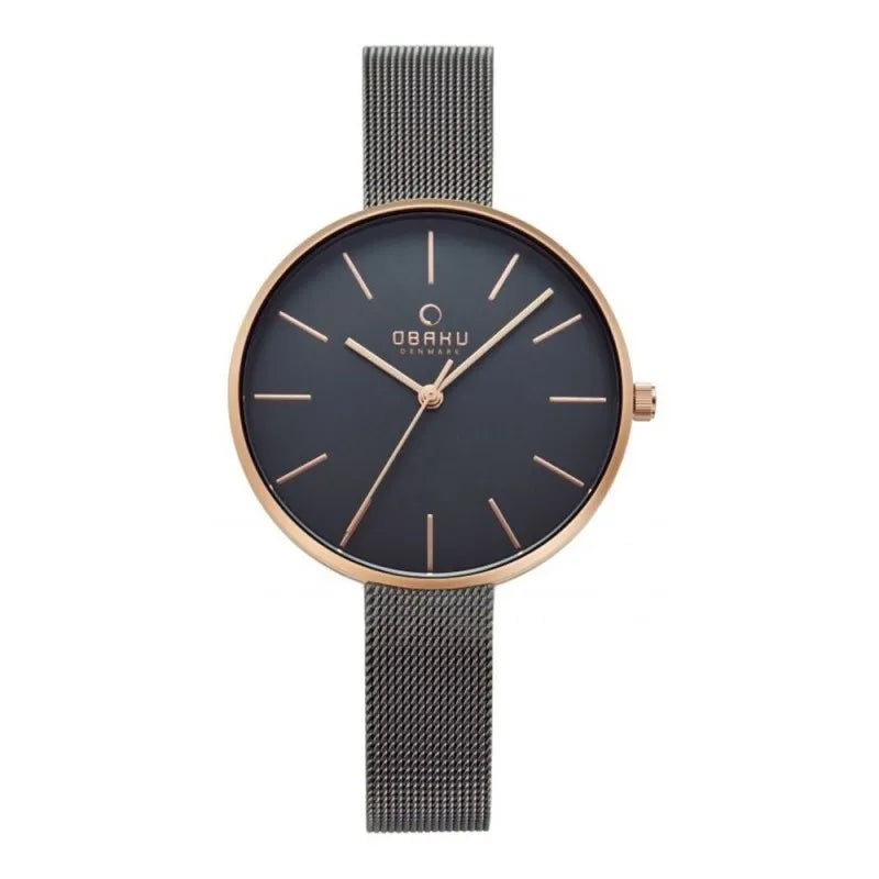 obaku women's grey round dial with bracelet analog watch, v211lxvjmj main image