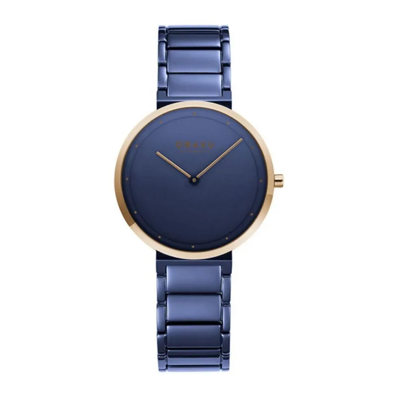 obaku women's navy blue background & bracelet analog watch, v258lxslsl main image