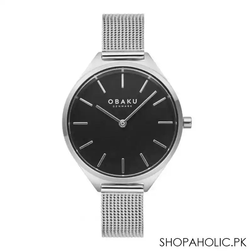 obaku women's silver round dial & bracelet analog watch, v257lhcnmc main image