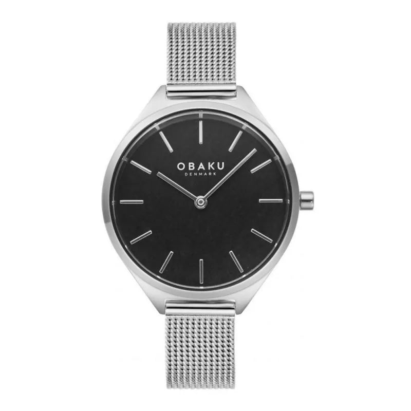 obaku women's silver round dial & bracelet analog watch, v257lhcnmc main image