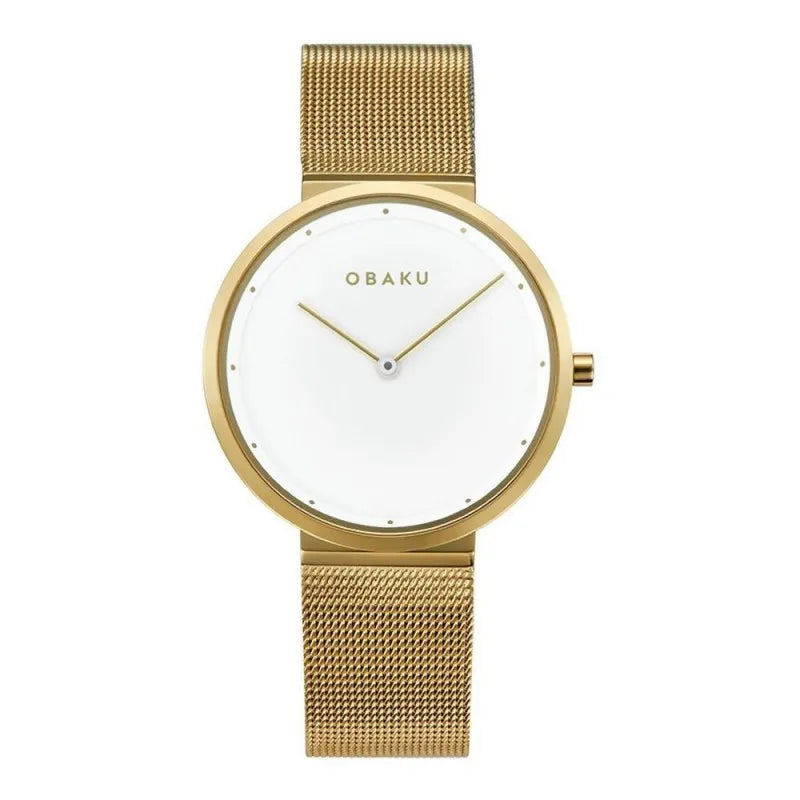 obaku women's white round dial with bracelet analog watch, v230lxgwmg main image