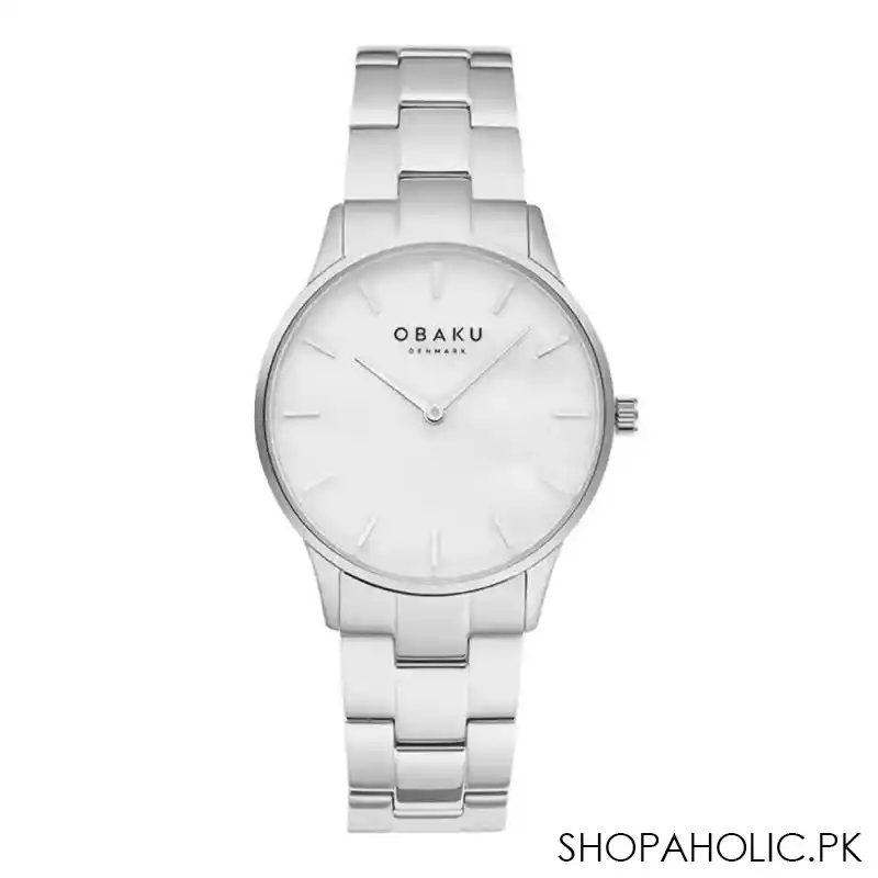 obaku women's white round dial with bracelet analog watch, v247lxcwsc main image