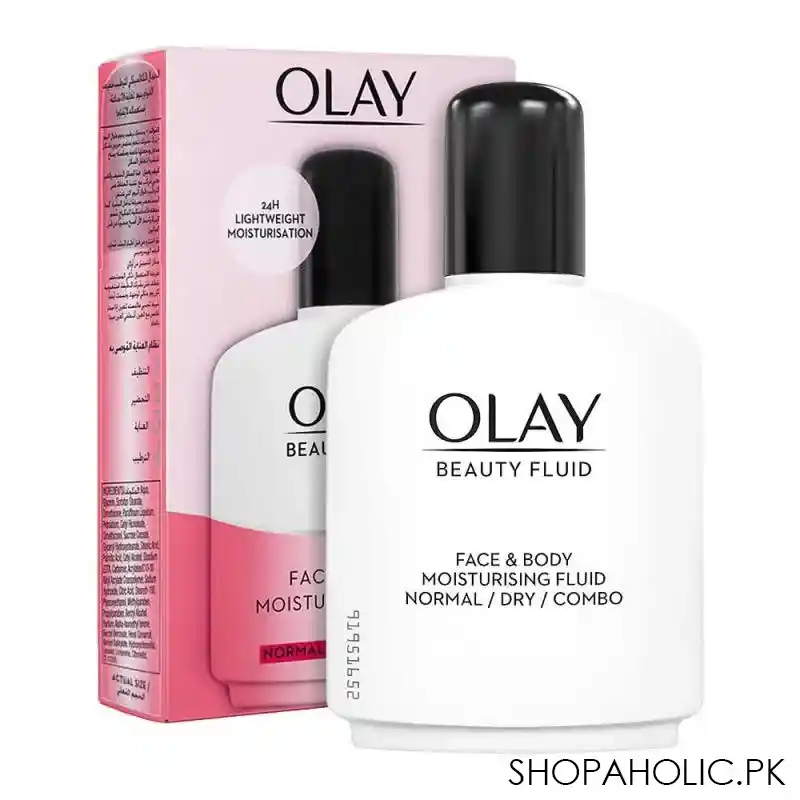 olay beauty fluid moisturiser normal face & body fluid, 100ml main image