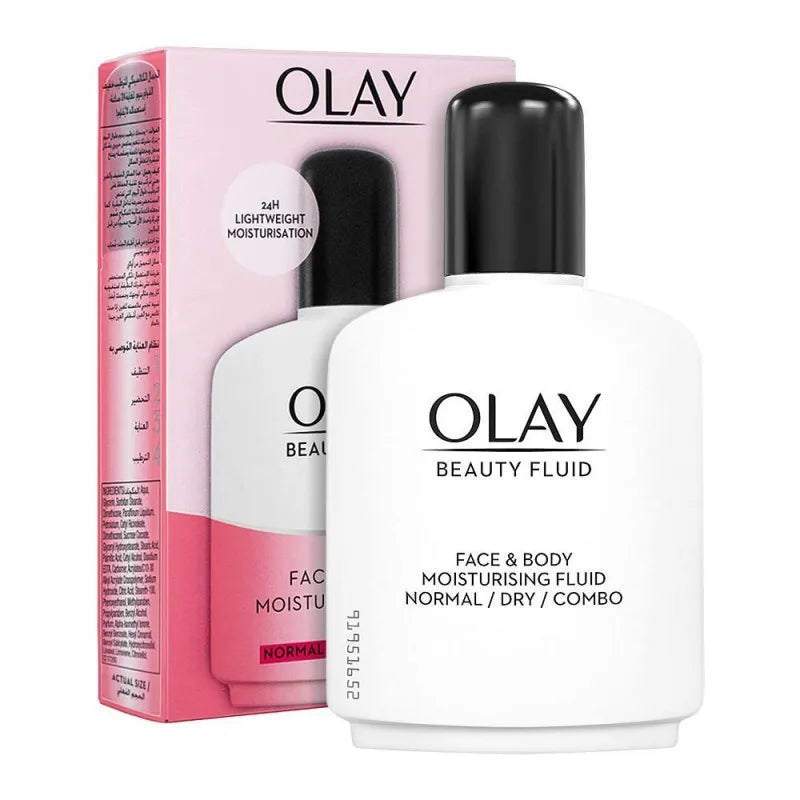 olay beauty fluid moisturiser normal face & body fluid, 100ml main image