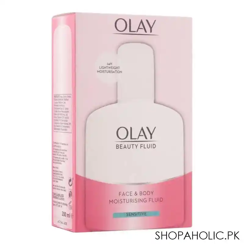 olay beauty fluid moisturiser sensitive face & body fluid, 200ml image2