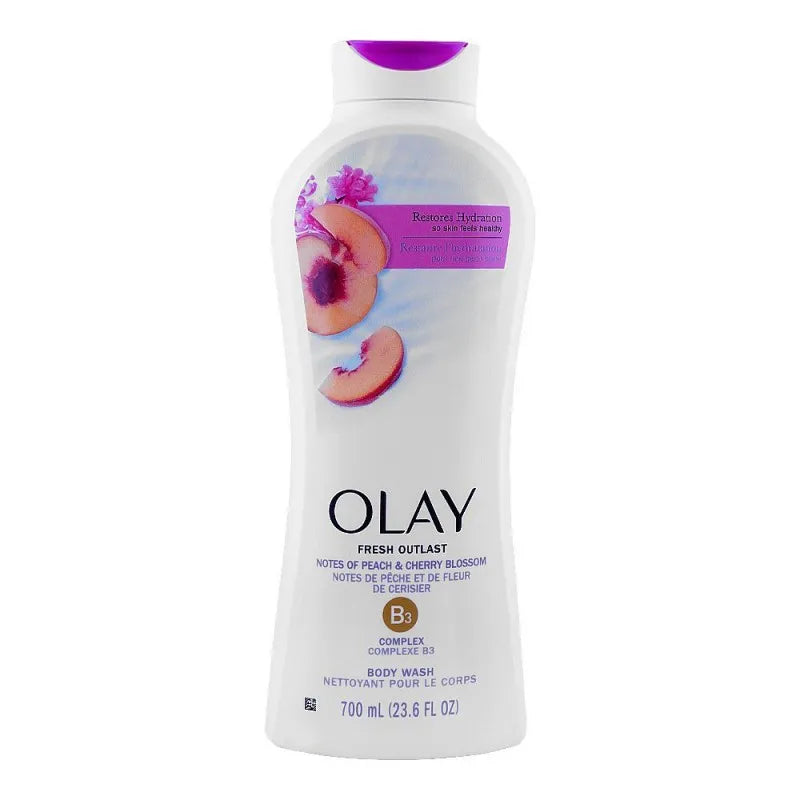 olay fresh outlast notes of peach & cherry blossom b3 complex body wash, 700ml main image