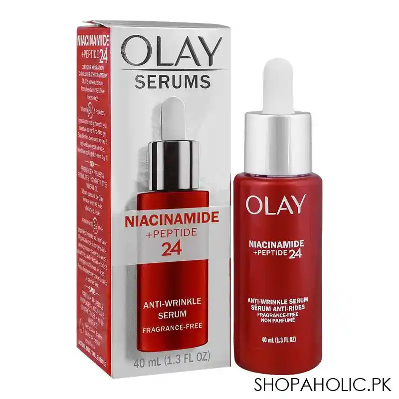 Olay Niacinamide+Peptide 24 Anti-Wrinkle Serum, Fragrance Free, 40ml - Main Image