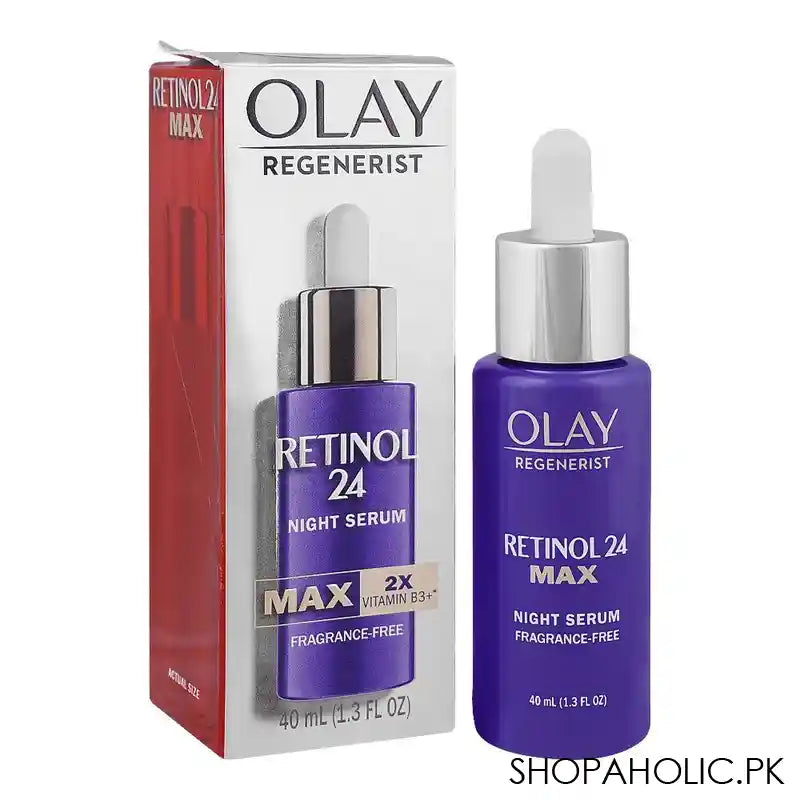 Olay Retinol 24 Max Night Serum With 2xVitamin B3+, Fragrance Free, 40ml - Main Image