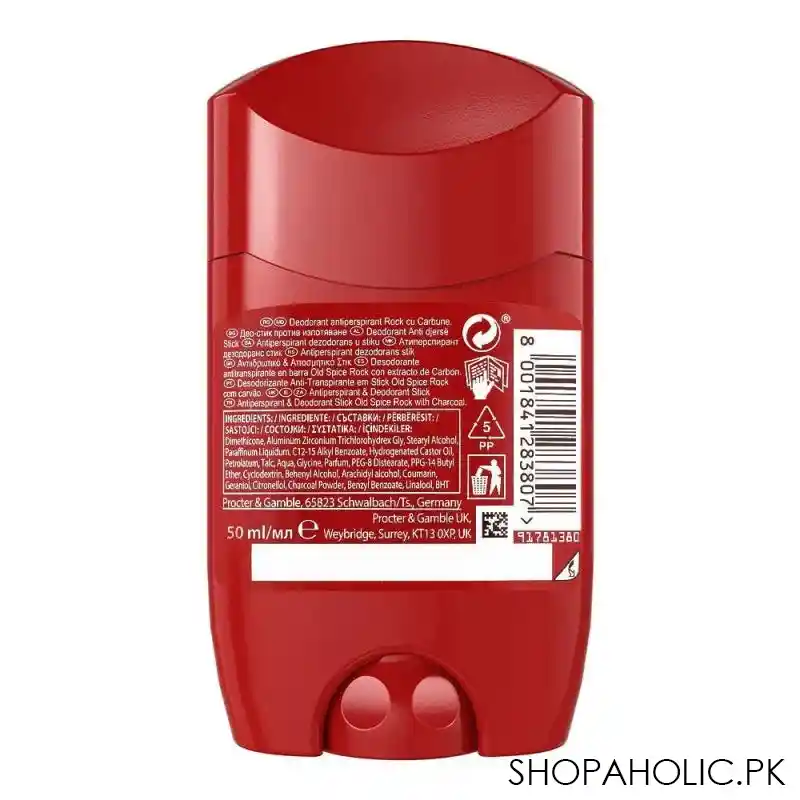 old spice rock charcoal 48h dry antiperspirant deodorant stick, for men, 50ml image2