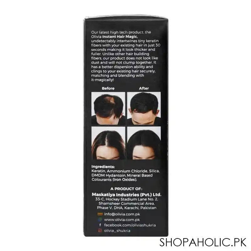 olivia instant hair magic full hair coverage hair building fibers, dark brown image3