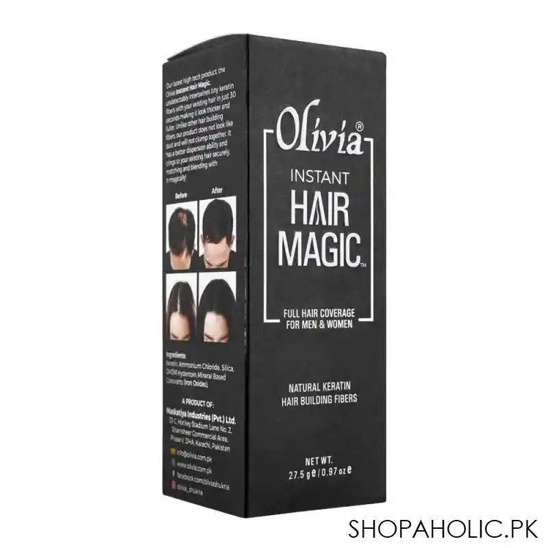 olivia instant hair magic full hair coverage hair building fibers, dark brown main image