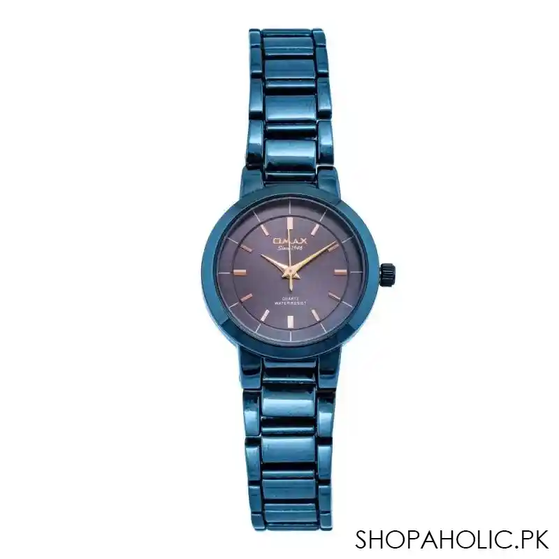 omax men's blue round dial with navy blue background chain analog watch, odc011k004 main image