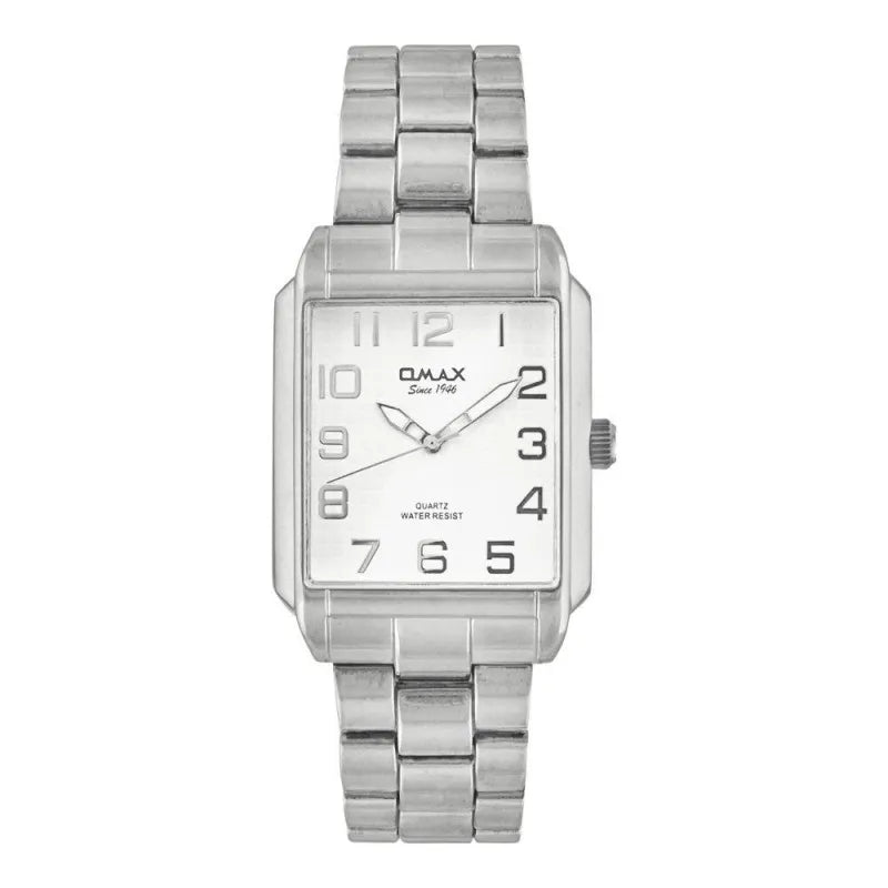 omax men's chrome square dial with bracelet analog watch, hbj923ph13 main image