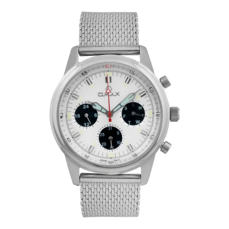 omax men's stainless steel circle white dial chronograph watch, vc01p66i main image