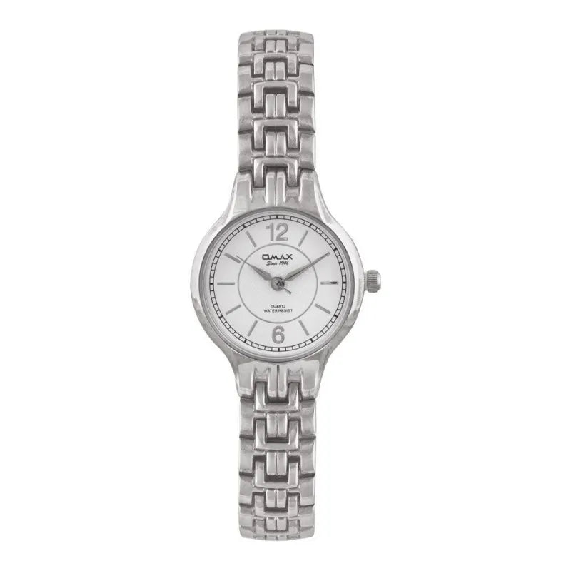 omax women's chrome round dial & bracelet analog watch, hbj976ph03 main image