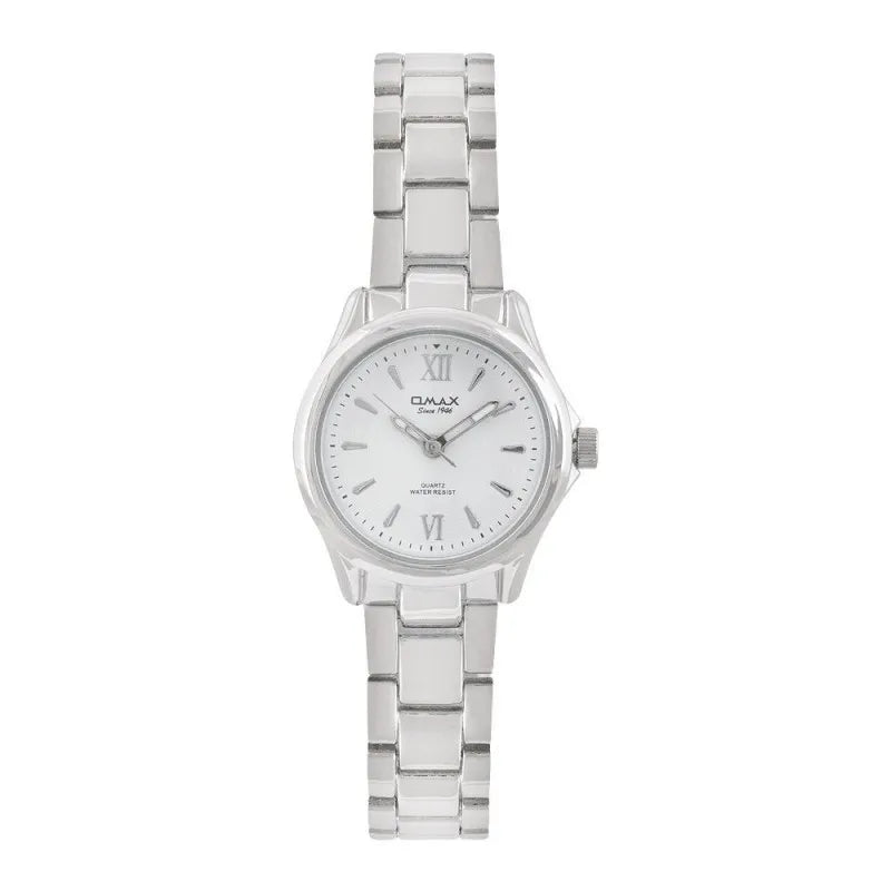 omax women's chrome round dial & bracelet analog watch, hsj762p013 main image