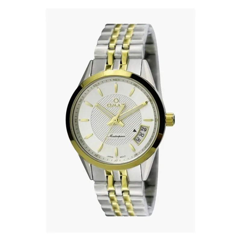 omax women's prime two tone round dial with bracelet analog watch, ml18t6ti main image