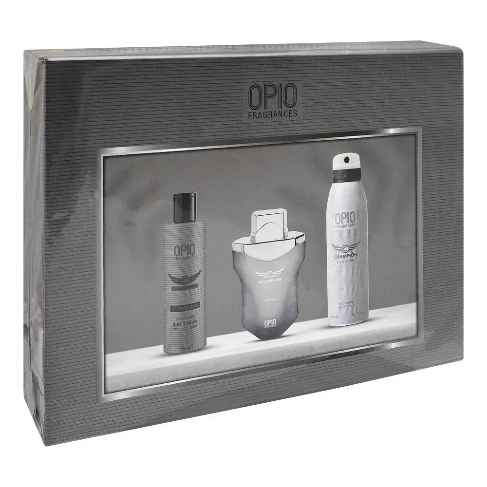 opio champion set, for men, eau de parfum 100ml + shower gel + deodorant main image