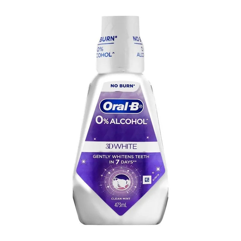 oral b 0% alcohol 3d white clean mint mouth wash, 473ml main image