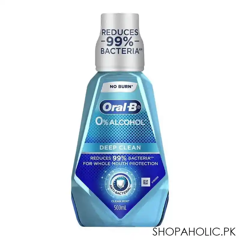 oral b 0% alcohol deep clean mint mouth wash, 500ml main image