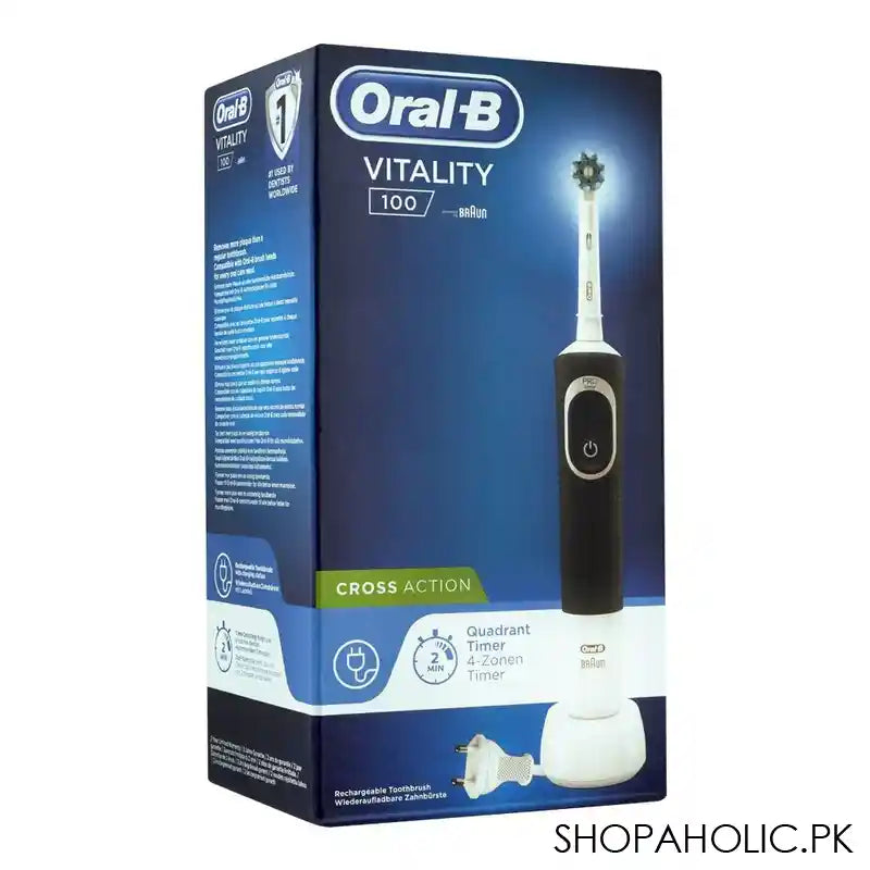 Oral-B Braun Vitality 100 Cross Action Rechargeable Toothbrush Black, D100.413.1 - Image 2