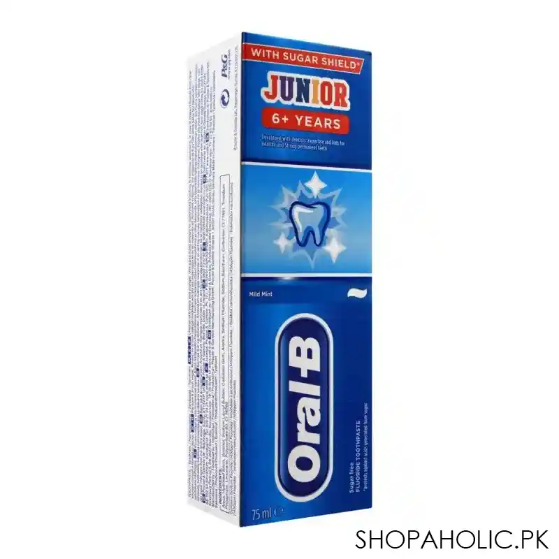 oral b junior 6+ years sugar free fluoride toothpaste for kids, 75ml image2